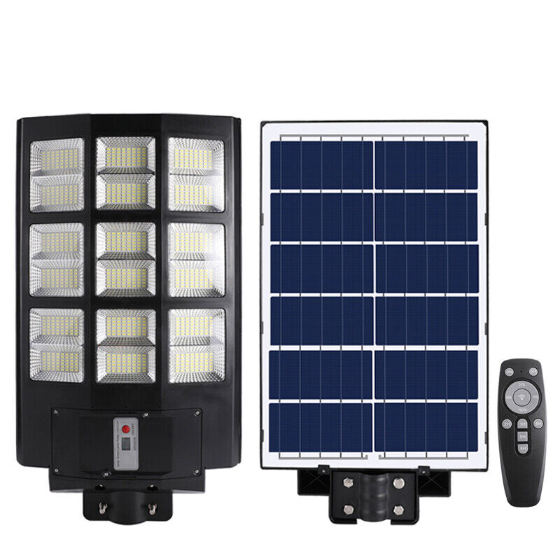 ny 2000W kommerciel Solar Street Flood Light Udendørs Dusk to Dawn vejlampe + stang