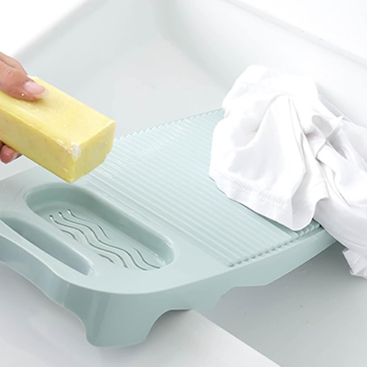 new Non-Slip Laundry Washing Board, Household Washboard, Hand Large, E-Light Blue