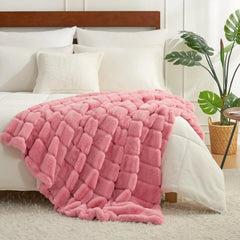Faux Fur Rug for Sofa, Cozy Warm Plush Striped Rug, Pink 07FC0E-D4 - KOEEK