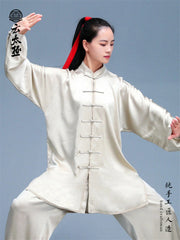 Kung Fu Tai Chi Mulberry Silk Uniform Martial Arts Wushu High-end Handmade Taiji 07FC0E-D4 - KOEEK