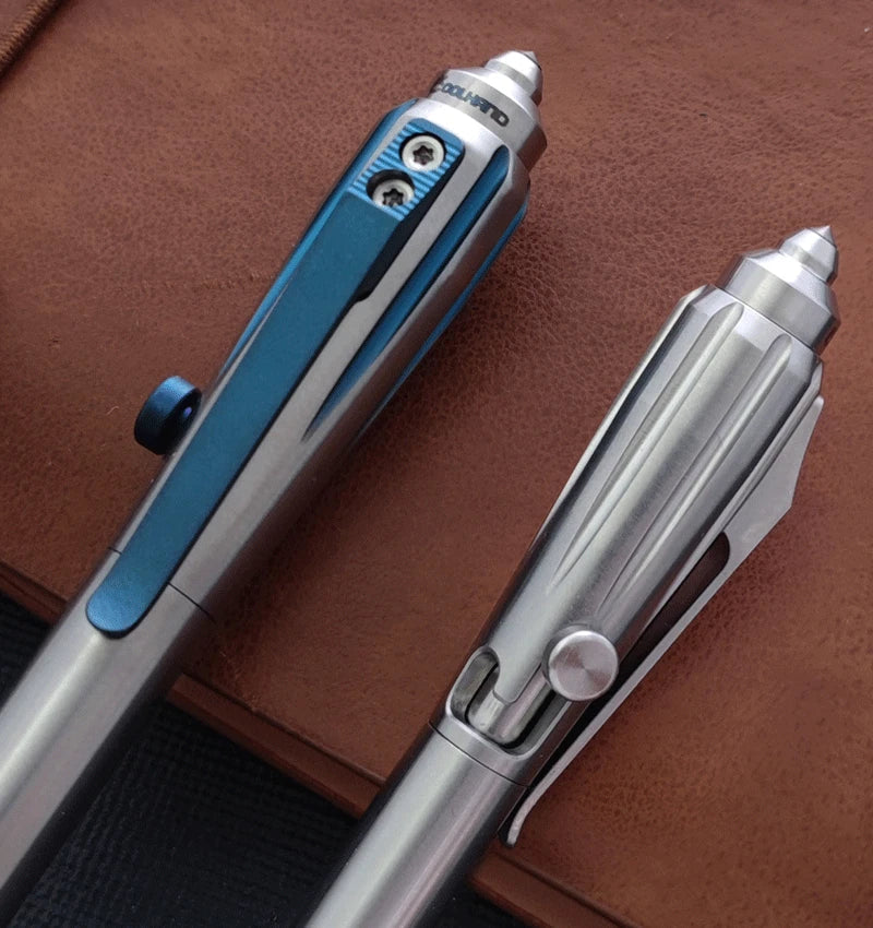 EDC Titanium Alloy Pocket Ballpoint Pen Tactical Working Signature Pen 5-Refills 07FC0E-D4 - KOEEK