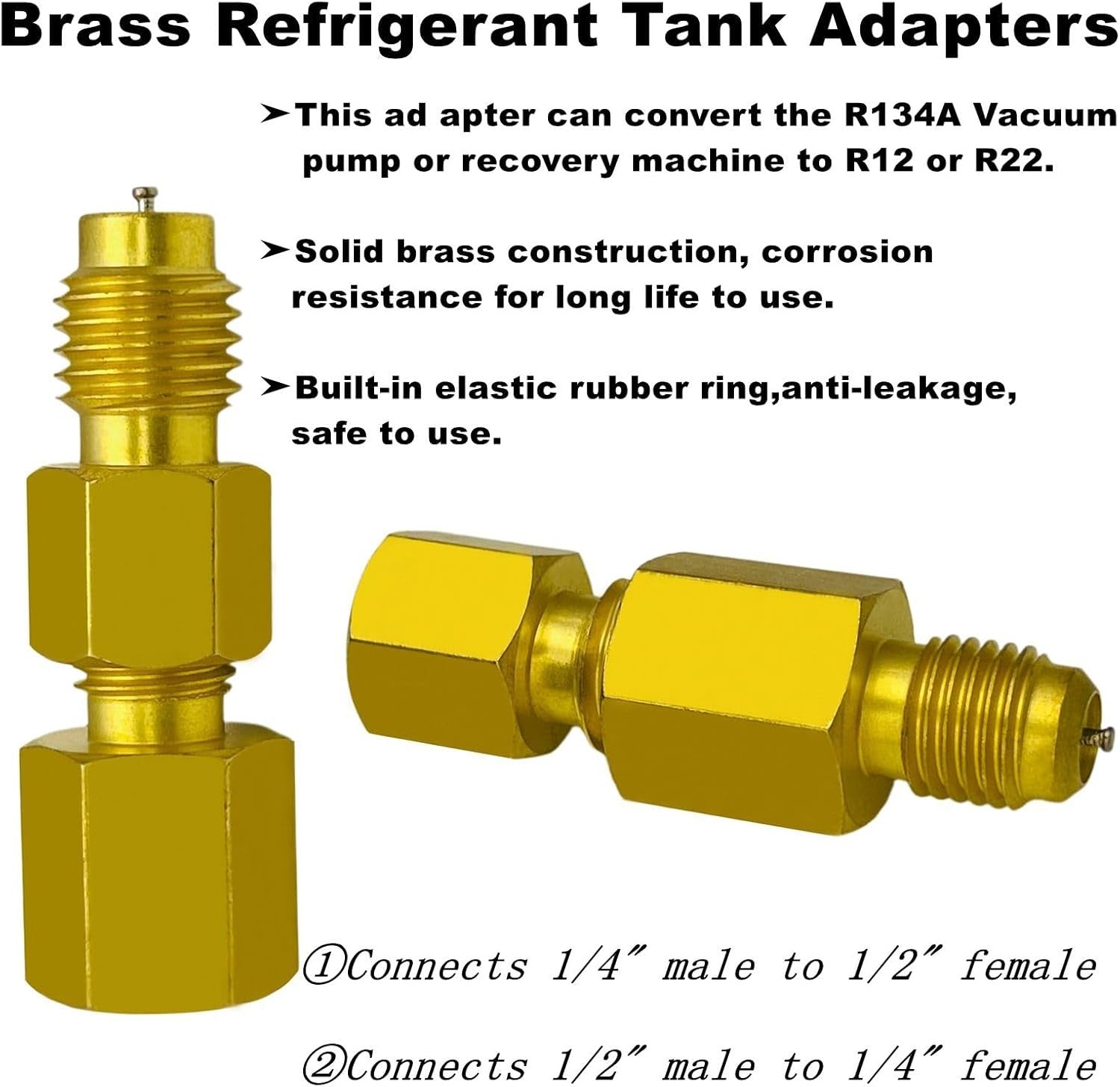 new R410a Adapter for Mini Split 2 Straight + 2 Angled +2 Tank Adapters, Brass 07FC0E-D4 - KOEEK