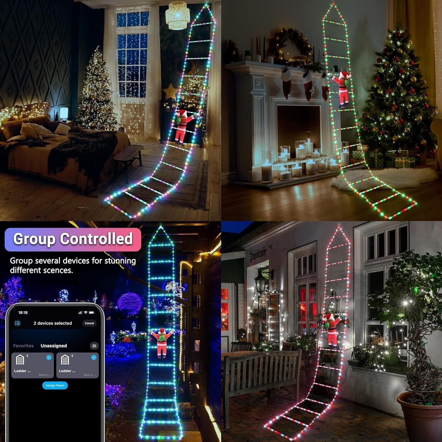 "Toodour Smart RGB Christmas Lights – 10ft Santa Claus Ladder Lights, Bluetooth 07FC0E-D4 - KOEEK