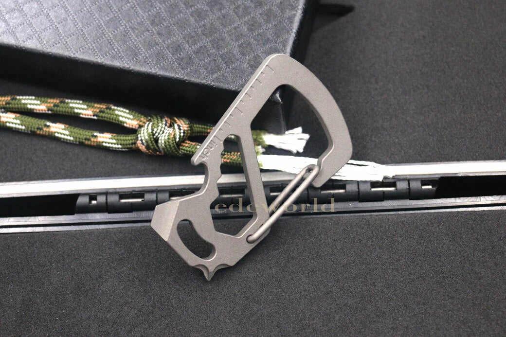 Titanium Alloy Keychain Carabiner Opener Wrench Outdoor Camping Multi EDC Tools 07FC0E-D4 - KOEEK