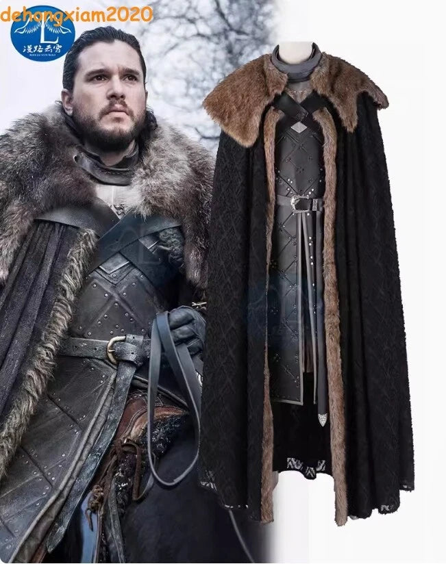 Game of Thrones Season 8 Jon Costume Cosplay Snow Suit Cloak Outfit 07FC0E-D4 - KOEEK