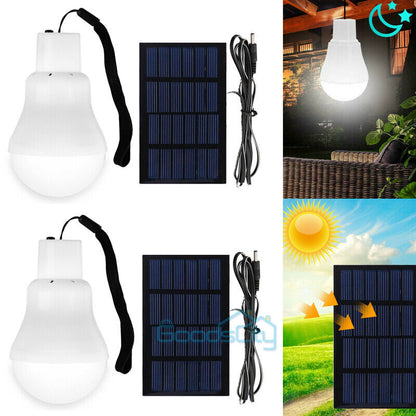 new 2 Bombillas Solares Recargable LED Focos Con Panel De Solar Luz Para Exteriores