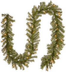 Pre-Lit Artificial Christmas Garland, Green, Norwood Fir, White Lights, Plug In, 07FC0E-D4 - KOEEK