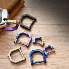 Titanium D Key Ring with Screw Shackle Keychain Ring Horseshoe Clasp for Car Fob 07FC0E-D4 - KOEEK