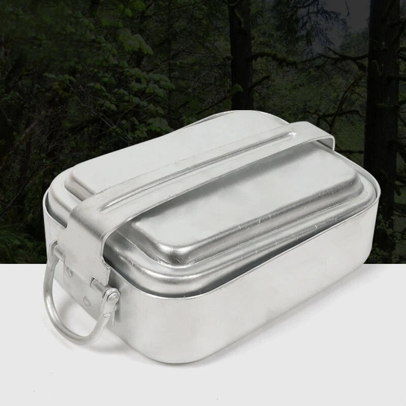 3-Piece Military Outdoor Camping Mess Kit Portable Aluminum Mess Tin Cookware 07FC0E-D4 - KOEEK