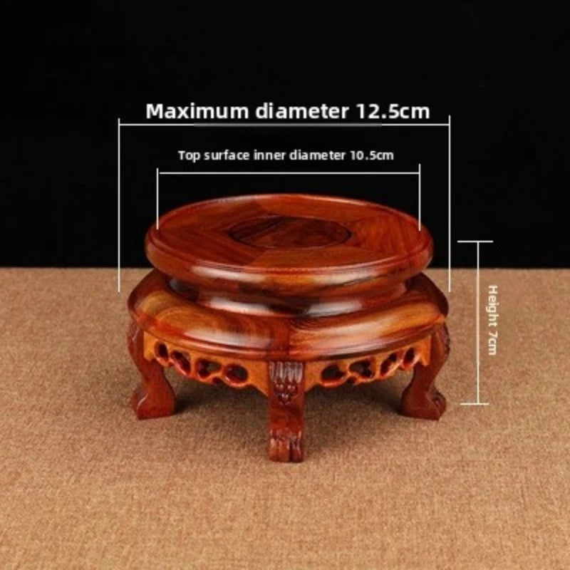 12.5cm Rosewood Stand Display Incense Burner Circular Base Potted Plant Base 07FC0E-D4 - KOEEK