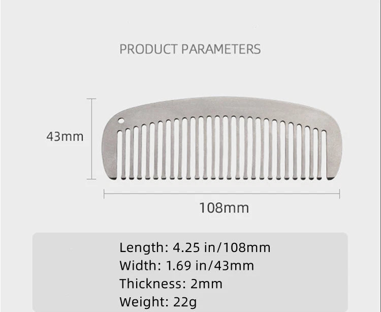 Women Titanium Alloy Comb Hair Beard Pocket Comb Portable Anti-static EDC Combs 07FC0E-D4 - KOEEK