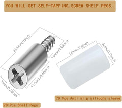 new 70 Pcs Self-Tapping Screws Cabinet Laminate Support, 70 sets, silvery white 07FC0E-D4 - KOEEK