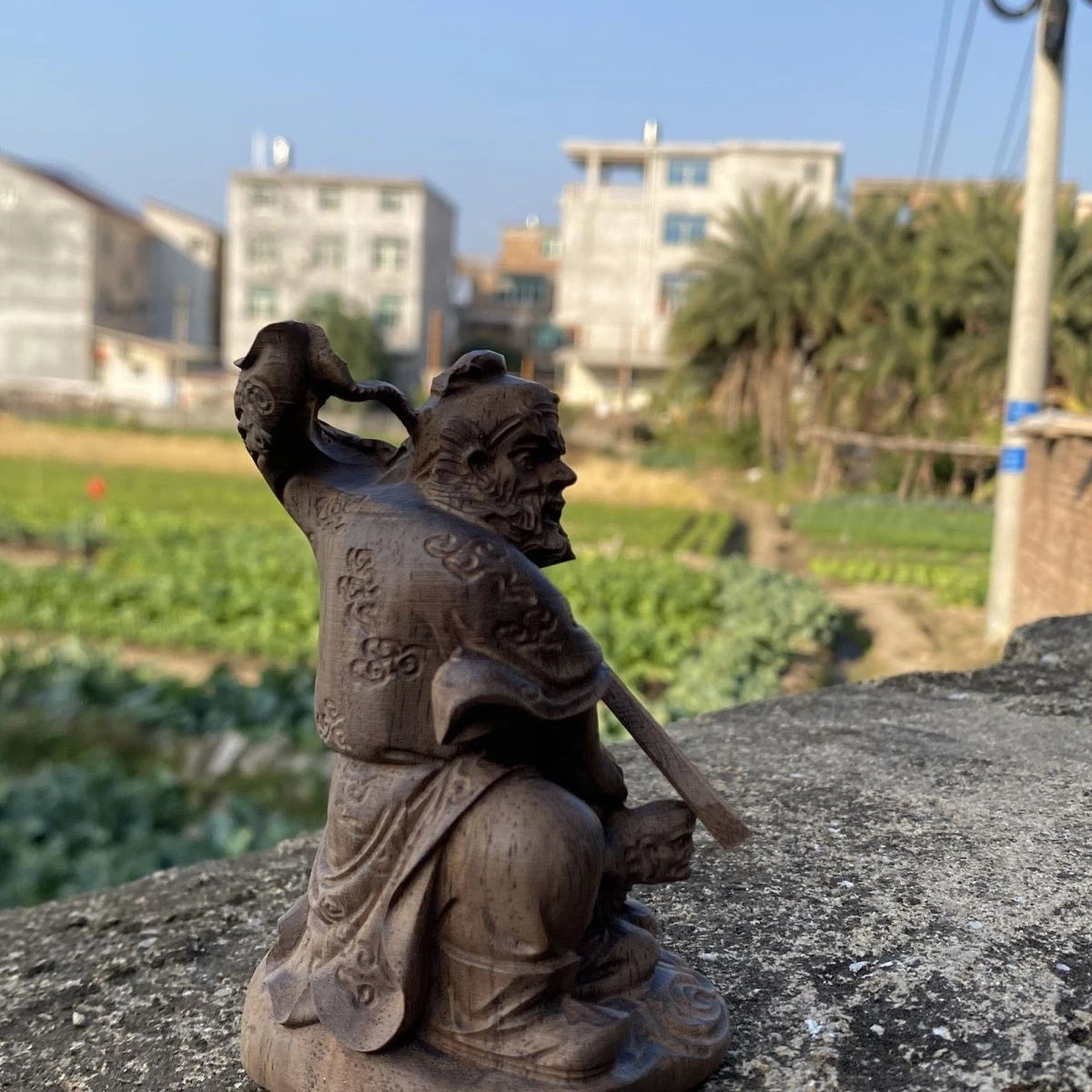 10*6cm White Kyara Agarwood Zhong Kui Figurine Wood Carving Feng Shui Home Decor 07FC0E-D4 - KOEEK