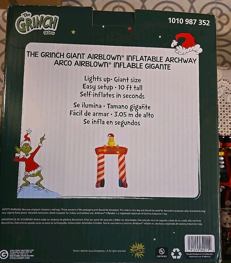 10 FT DR SEUSS GRINCH ARCHWAY Airblown Lighted Yard Inflatable  Gemmy GEMMY - KOEEK