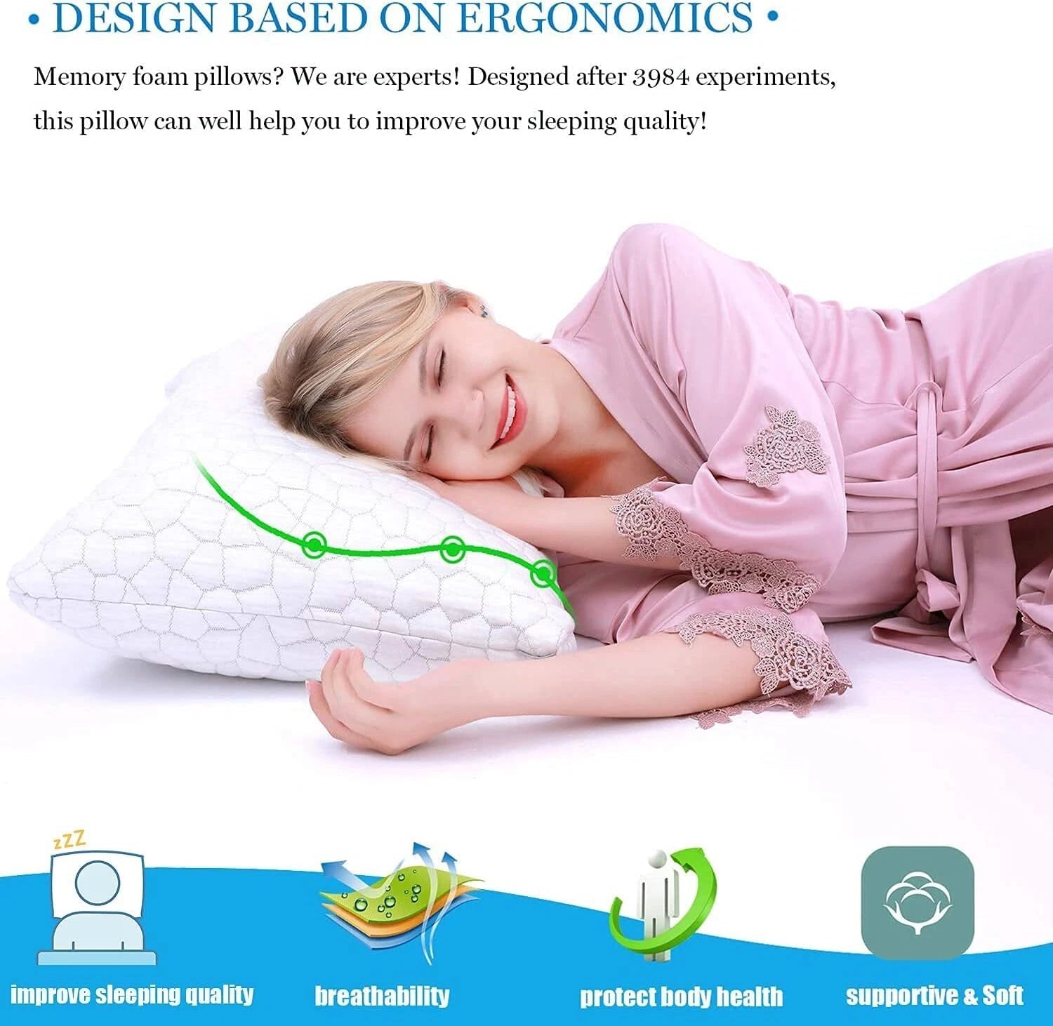 Cool Sleep Pillow Adjustable Cool Pillow with Washable Removable Cover 07FC0E-D4 - KOEEK