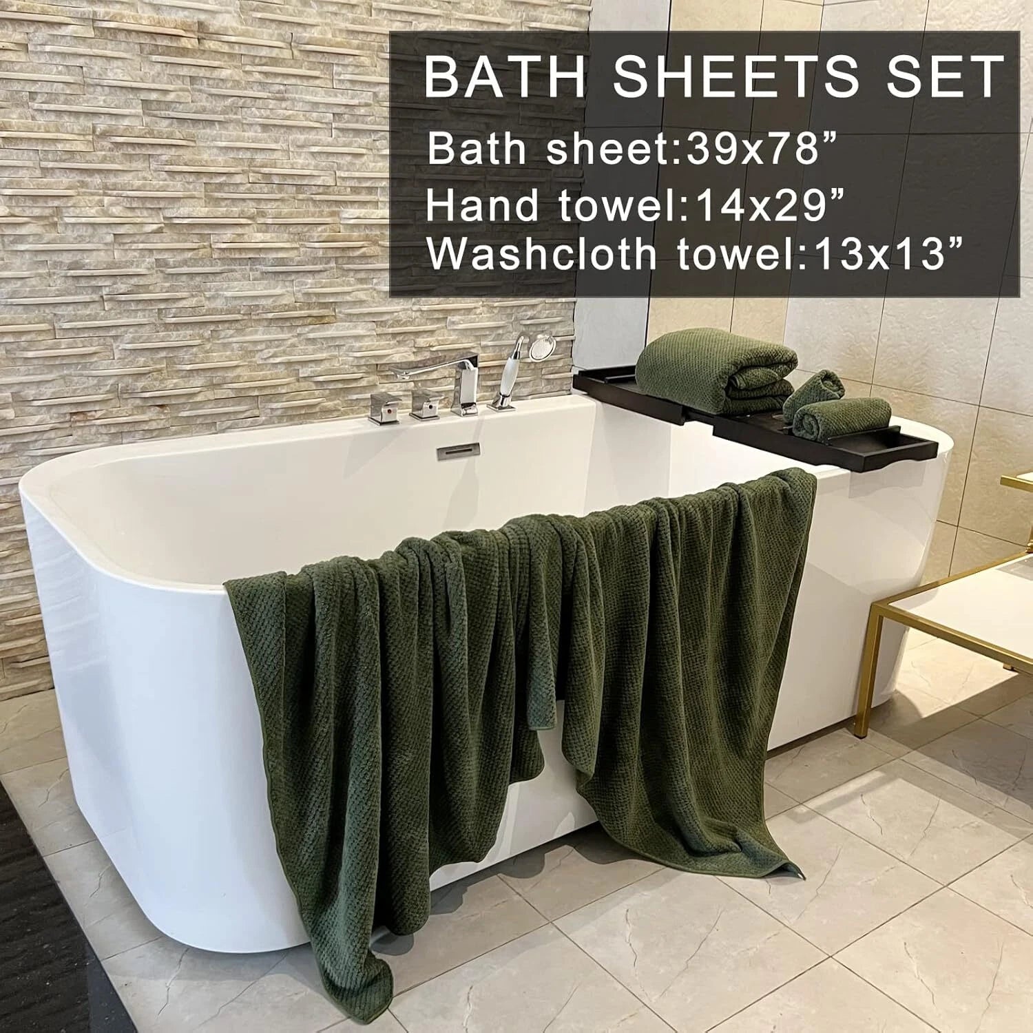 Bath Towels,39x78-Inch Oversized Bath Towels (for Adults), Olive Green,Set of 6 07FC0E-D4 - KOEEK