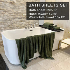 Bath Towels,39x78-Inch Oversized Bath Towels (for Adults), Olive Green,Set of 6 07FC0E-D4 - KOEEK