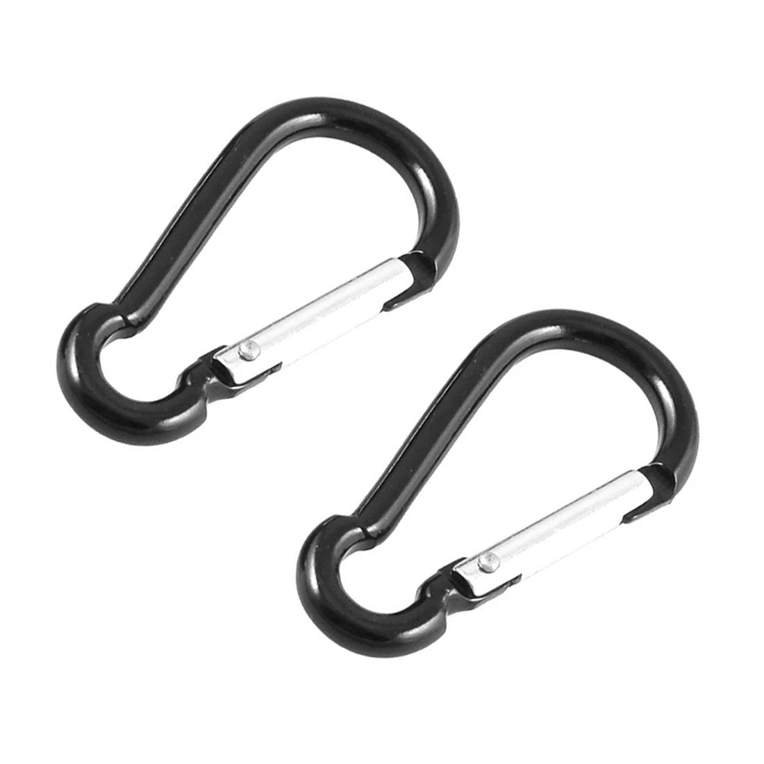 5 Pcs Black Silver Tone Aluminum Alloy Spring Gate Clip Carabiner Hook 07FC0E-D4 - KOEEK
