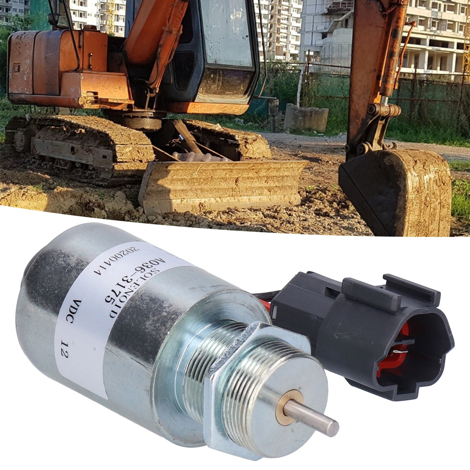 new 12V Solenoid Valve Fuel Shut Off Steel Excavator Parts A036‑3175 For koeek - KOEEK