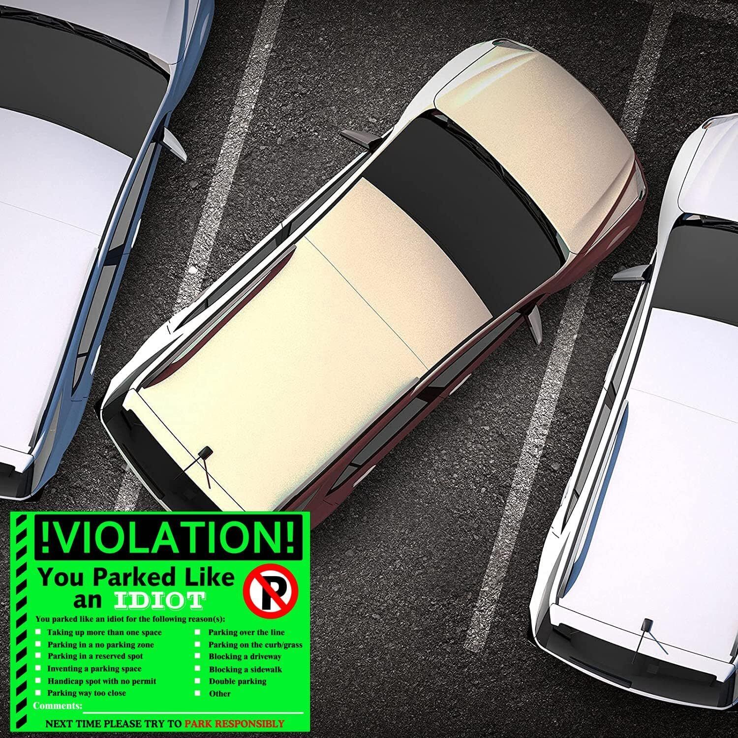 new You Parked Like an Idiot Business Sticker 7.5x5.5 inch Multi Reasons Green 07FC0E-D4 - KOEEK