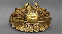 13cm Chinese Old Fengshui Copper Handwork Carve Ingots Money Crab Statue Crafts 07FC0E-D4 - KOEEK