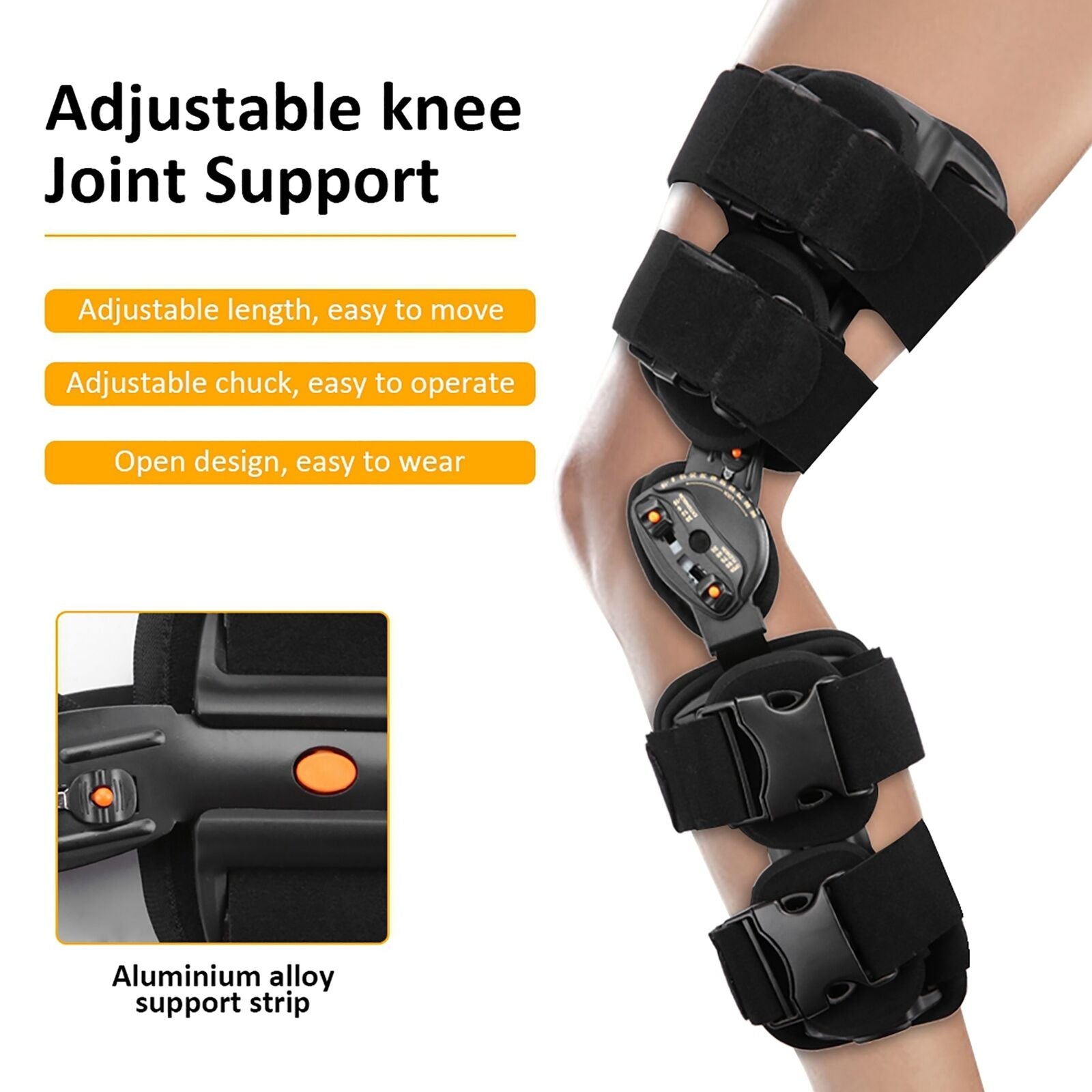 new Adjustable Hinged Leg Knee Splint Support Brace Joint Pain Stabilizer Wrap HGF koeek - KOEEK