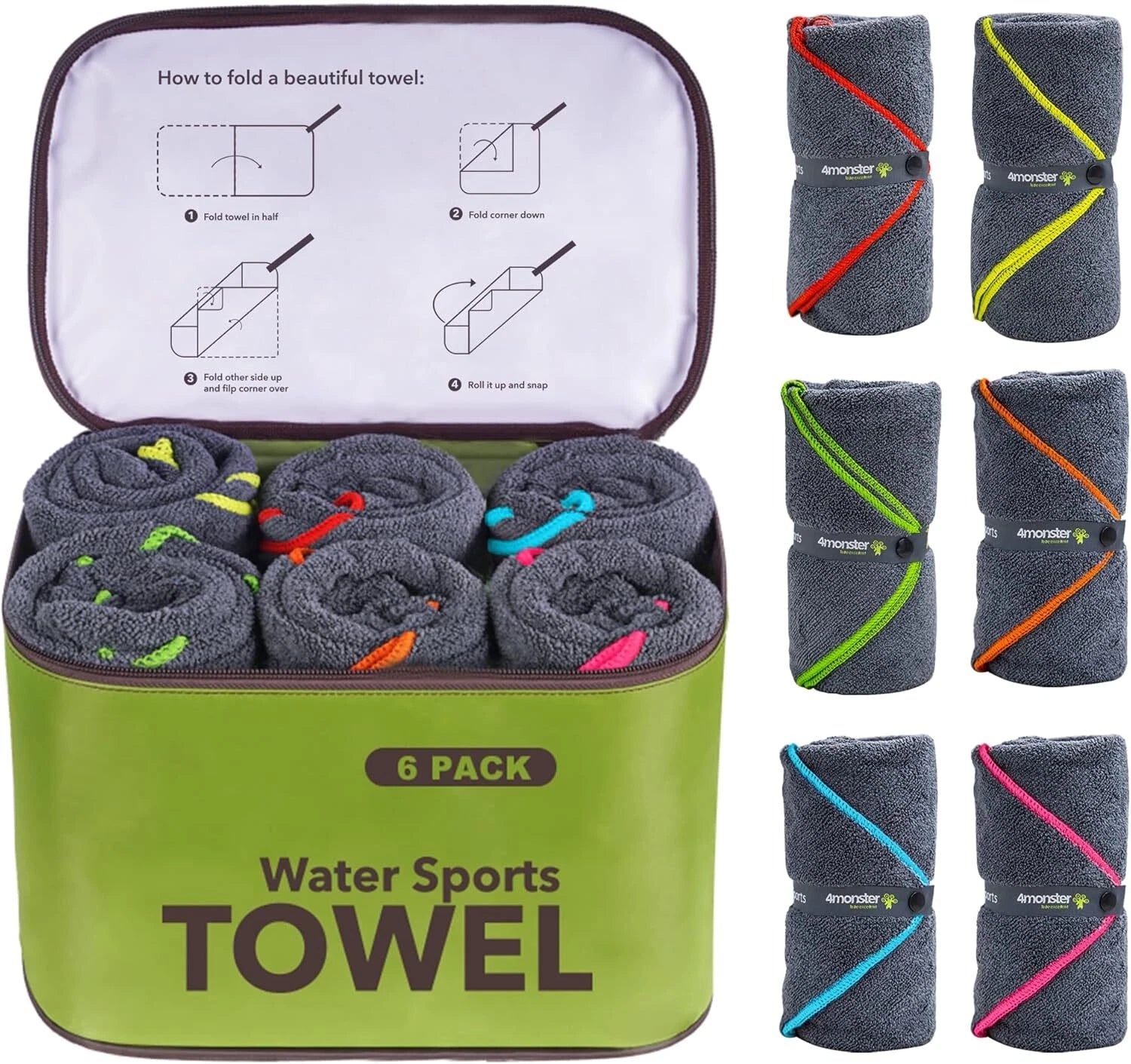 4 Pack Microfiber Camping Towels, Fast Drying, Super Absorbent Travel Towels 07FC0E-D4 - KOEEK