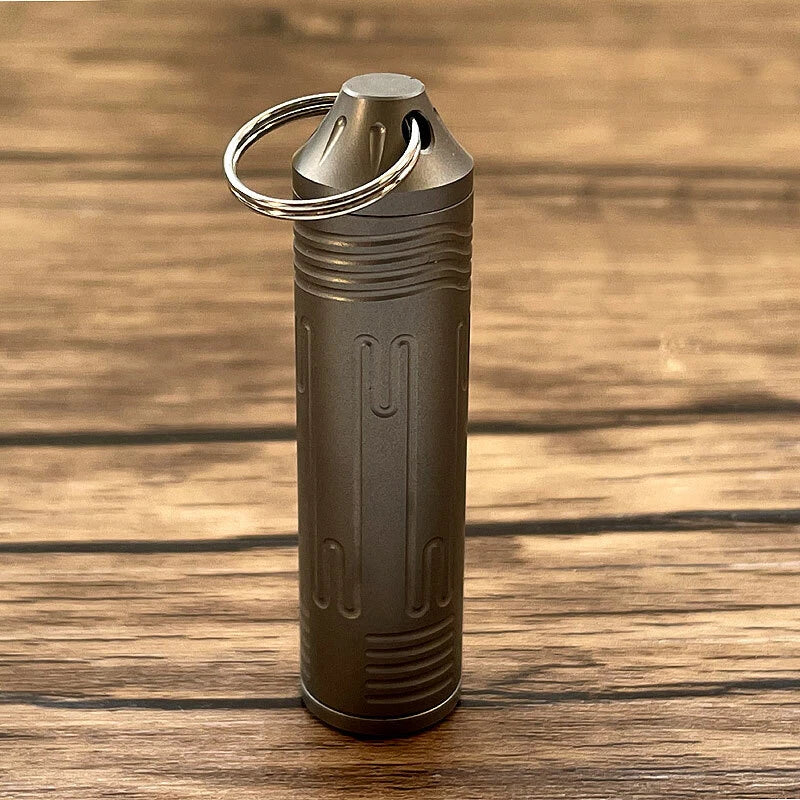 Hot Outdoor EDC TC4 Titanium Keychain Waterproof Box Sealed Medicine Bottle 07FC0E-D4 - KOEEK