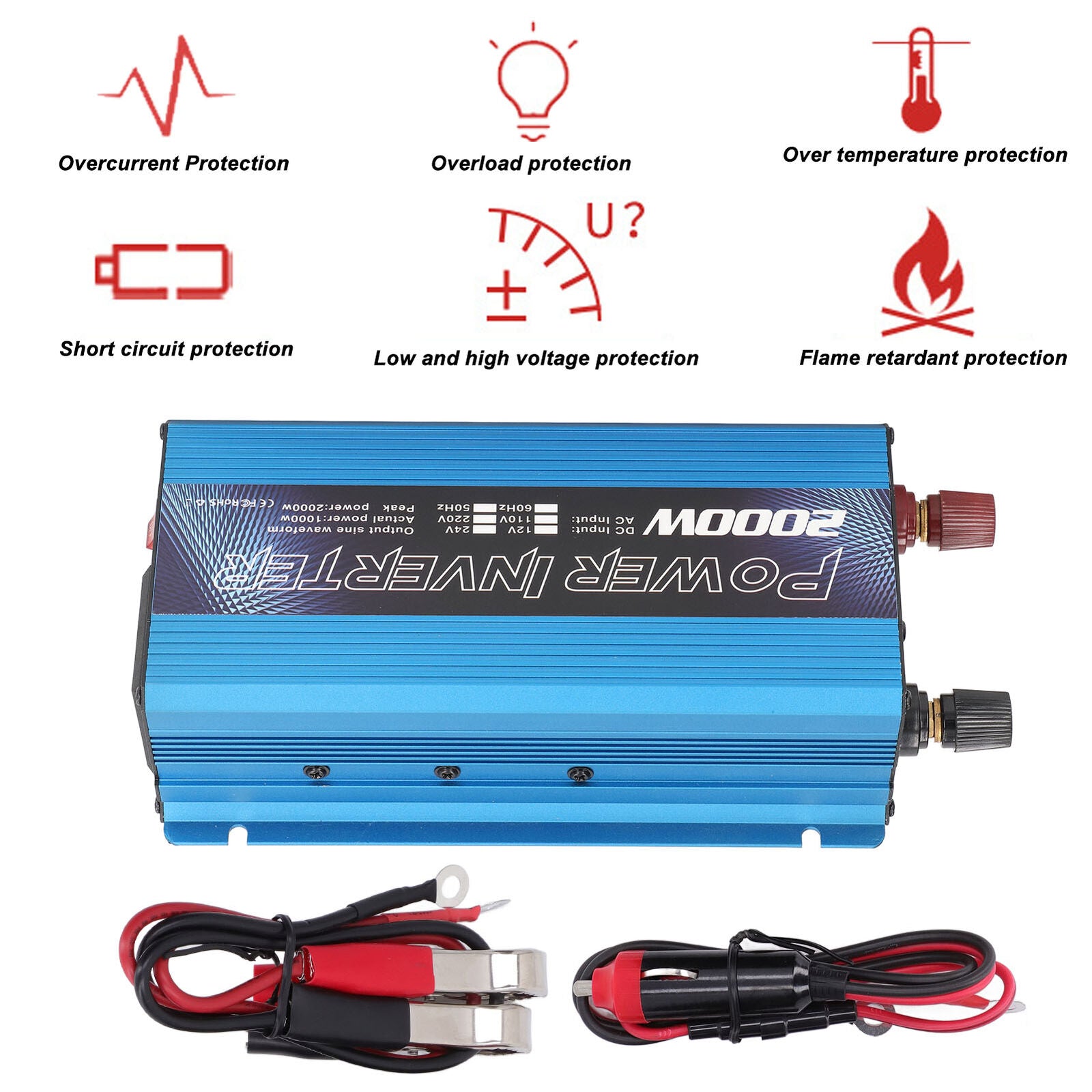 new 2000W Car Pure-Sine  Solar Converter   DC 12V to AC 220V/110V koeek - KOEEK