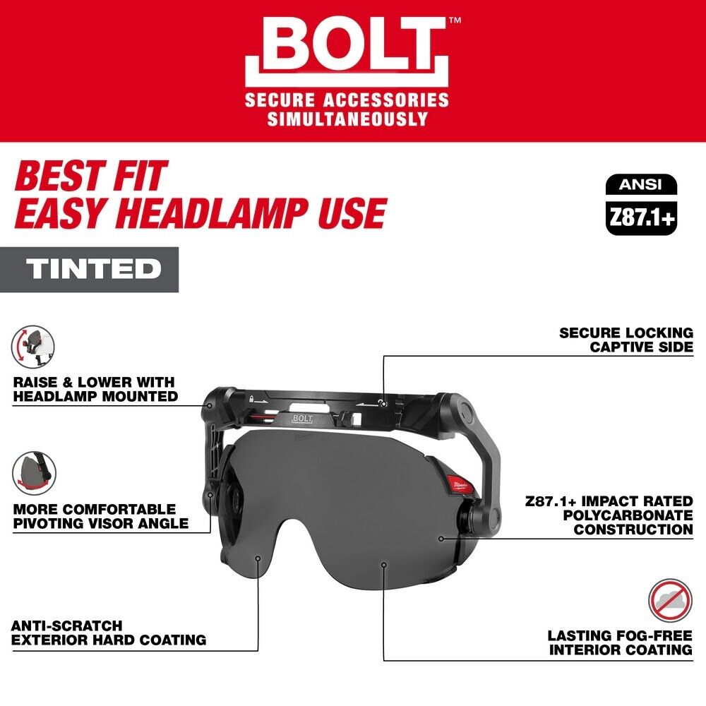 new Milwaukee Bolt Eye Visor - Tinted Dual Coat Lens (Compatible With Milwaukee koeek - KOEEK