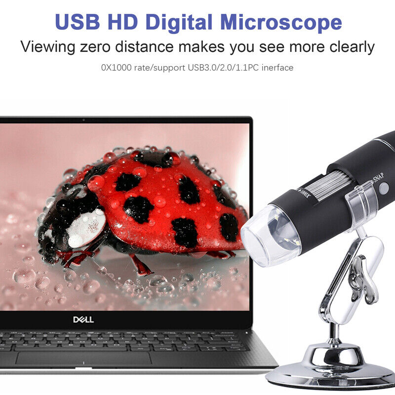 nytt 1600X Zoom 8LED HD 1080P USB Mikroskop Digital Lupe Endoskop videokamera