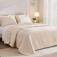 Queen Quilt Bedding Set,Lightweight Beige Quilts Queen Full Size for All Seasons 07FC0E-D4 - KOEEK
