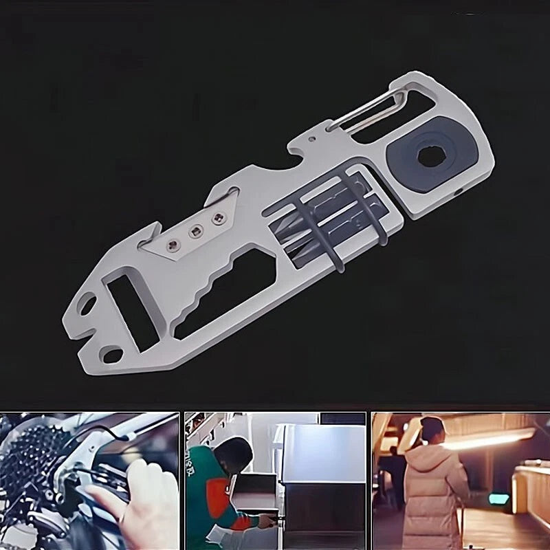 EDC Stainless Steel Key chain Pry Bar Crowbar Pocket Outdoor Multi CardTools 07FC0E-D4 - KOEEK