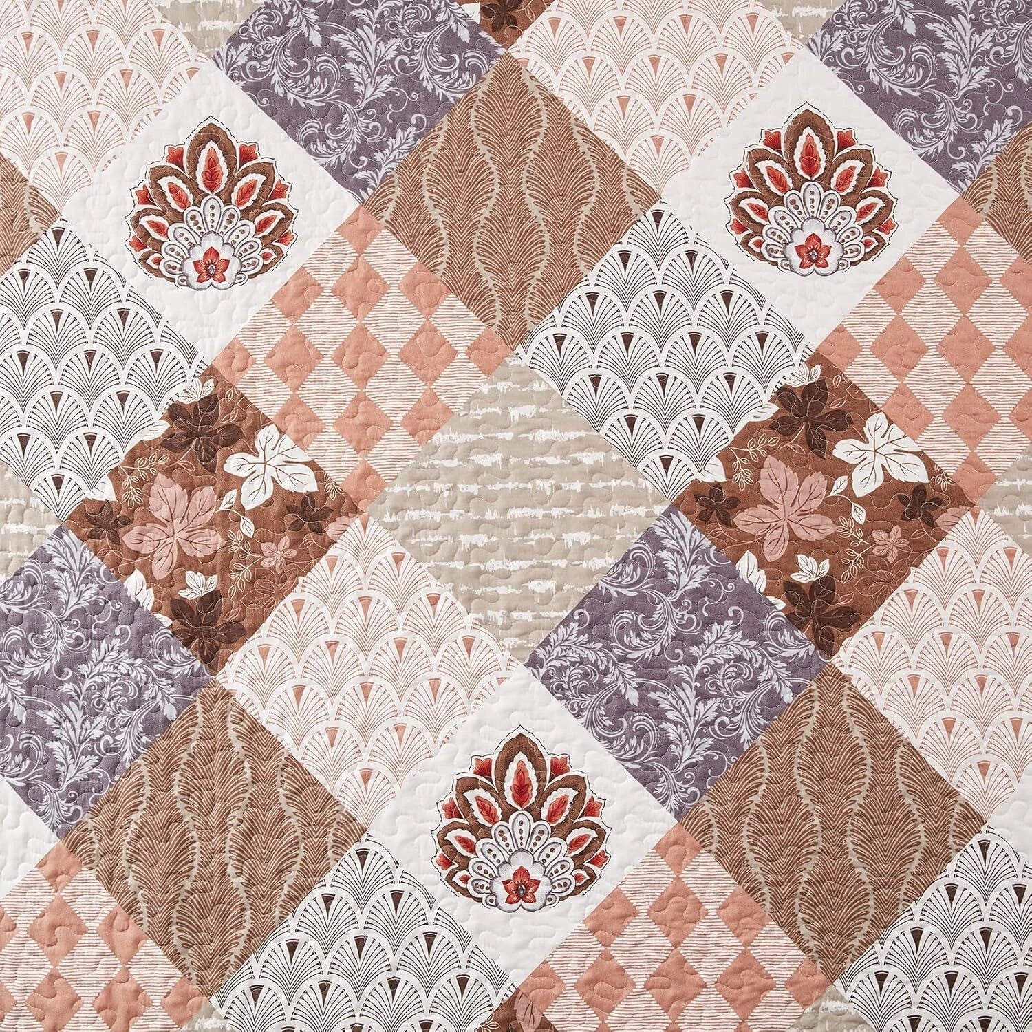 Full/Queen Size Quilt Set 3 Pieces Lightweight Reversible Bedspread-90''x98'' 07FC0E-D4 - KOEEK