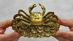 13cm Chinese Old Fengshui Copper Handwork Carve Ingots Money Crab Statue Crafts 07FC0E-D4 - KOEEK