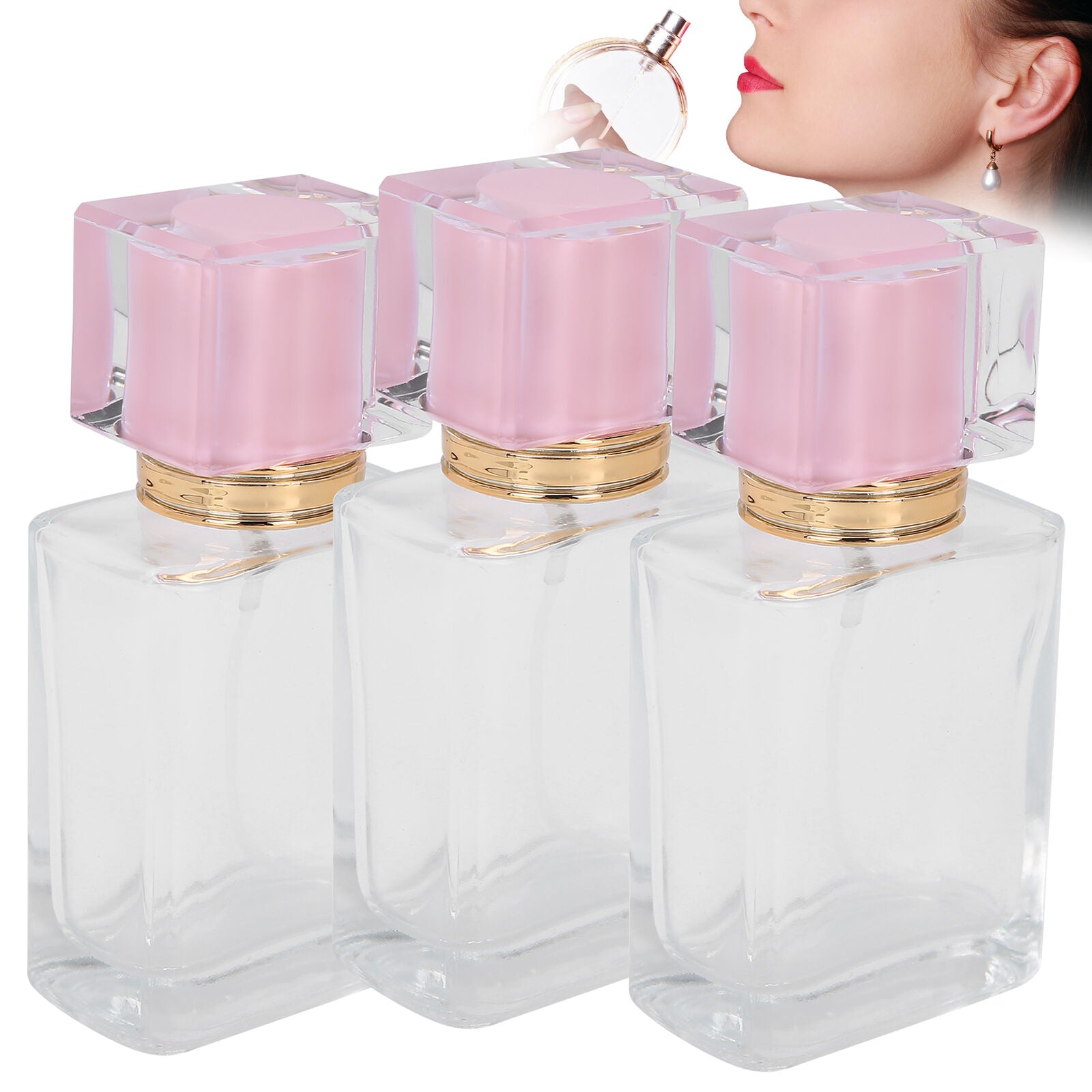 new 50ml Refillable Perfume Bottle Spray Liquid Empty Atomizer Container(Pink ) HGF koeek - KOEEK