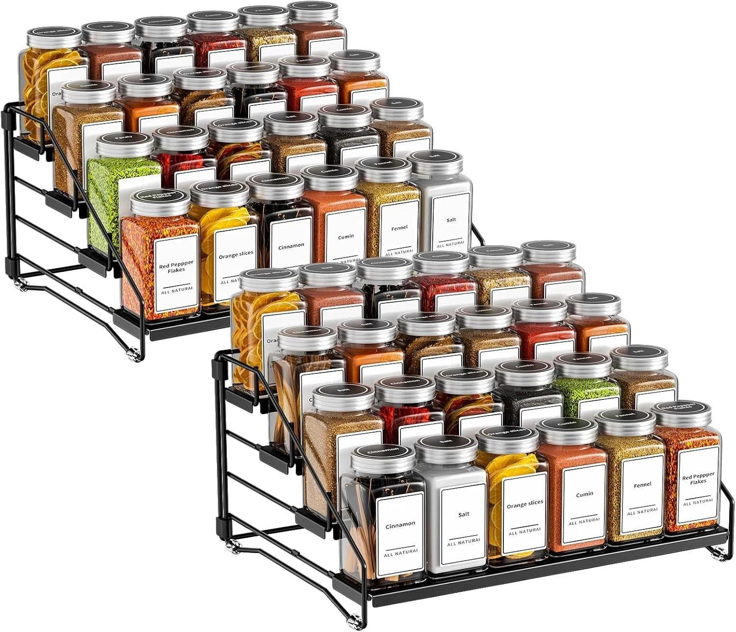 4 Tier Spice Rack Organzier, Spice Rack for Cabinet, Adjustable Depth Seasoning 07FC0E-D4 - KOEEK