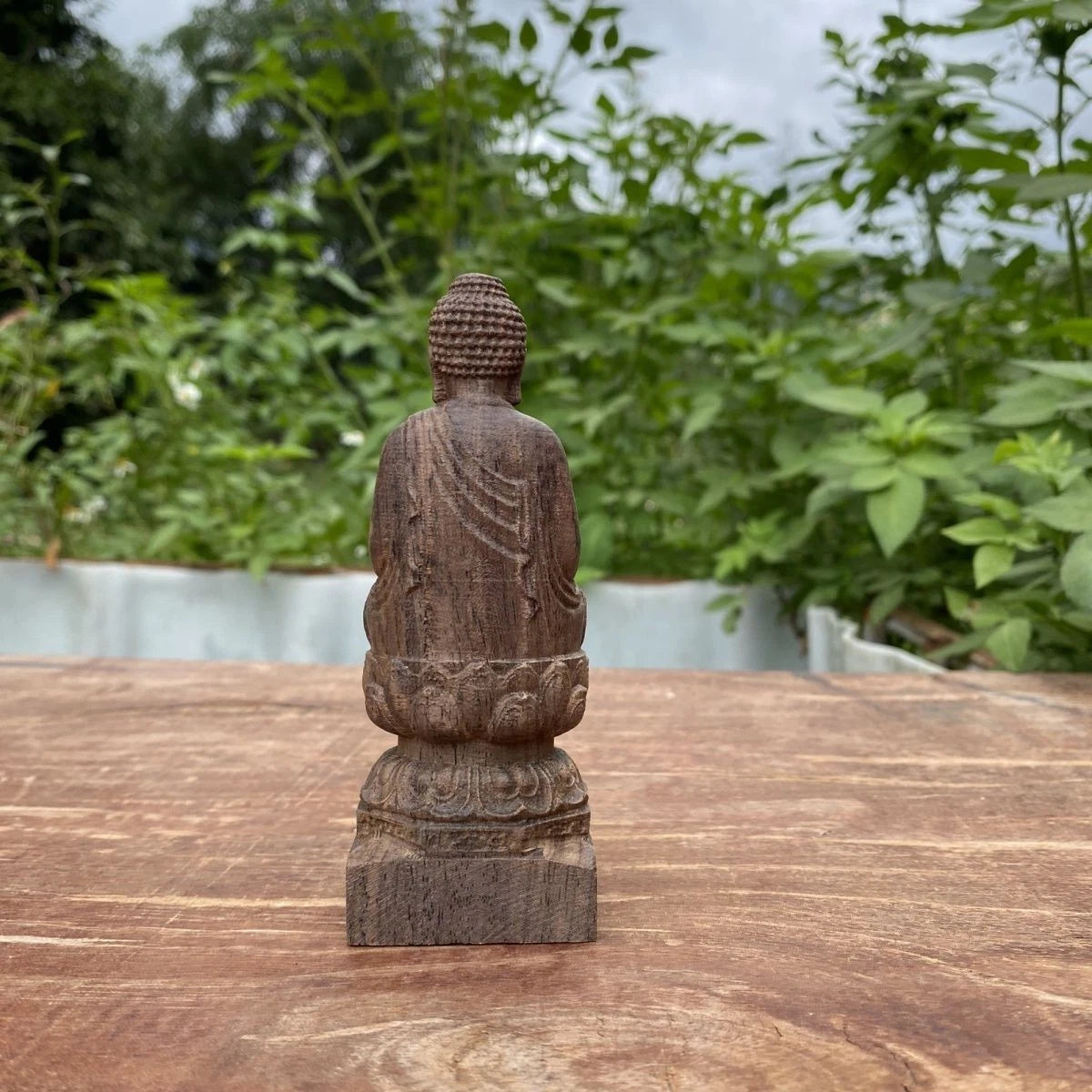 Redwood Wood Carved Vairocana Buddha Statue 15cm Zodiac Goat Monkey Guardian 07FC0E-D4 - KOEEK