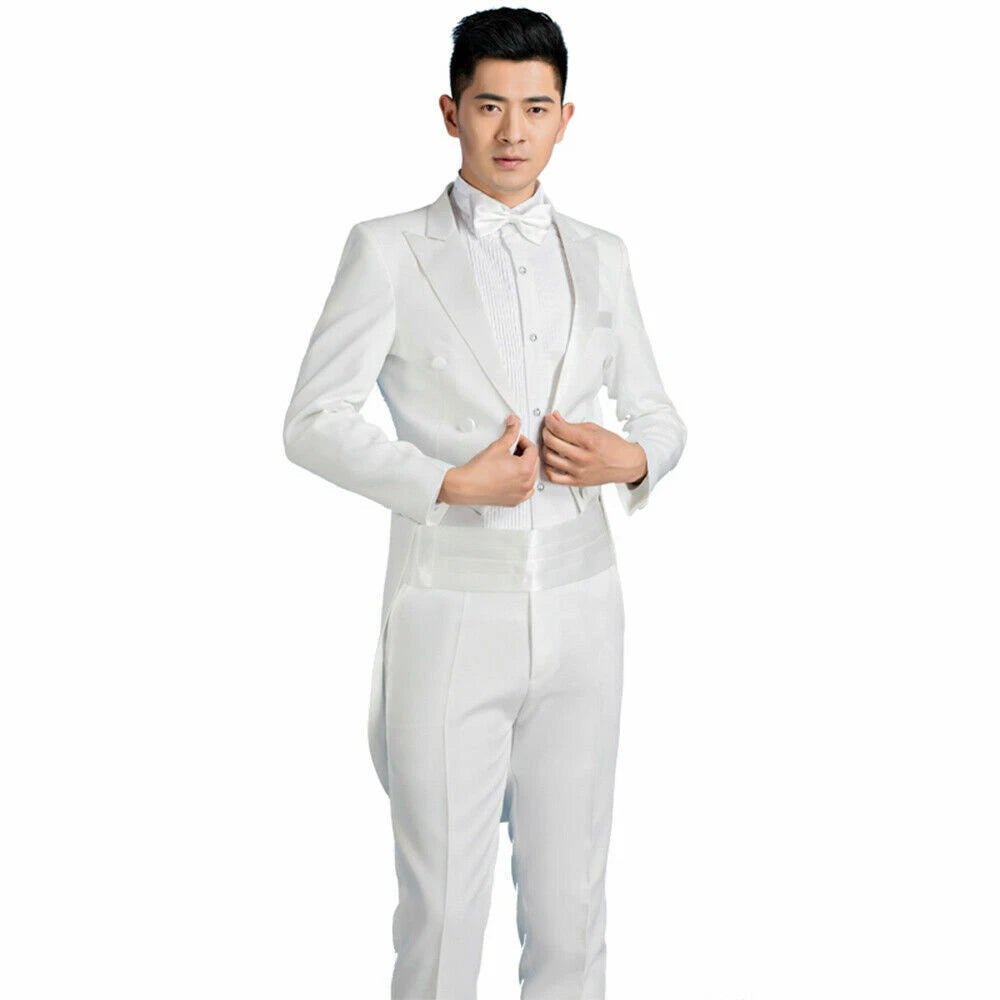 Tuxedo Morning Tailcoat Men Jacket Pants Suit Outfit Evening Tails Frock Coat 07FC0E-D4 - KOEEK