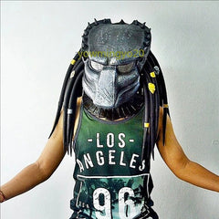 IN US Predator Alien vs Predator Mask Helmet w/ Braid Halloween Cosplay Costume 07FC0E-D4 - KOEEK