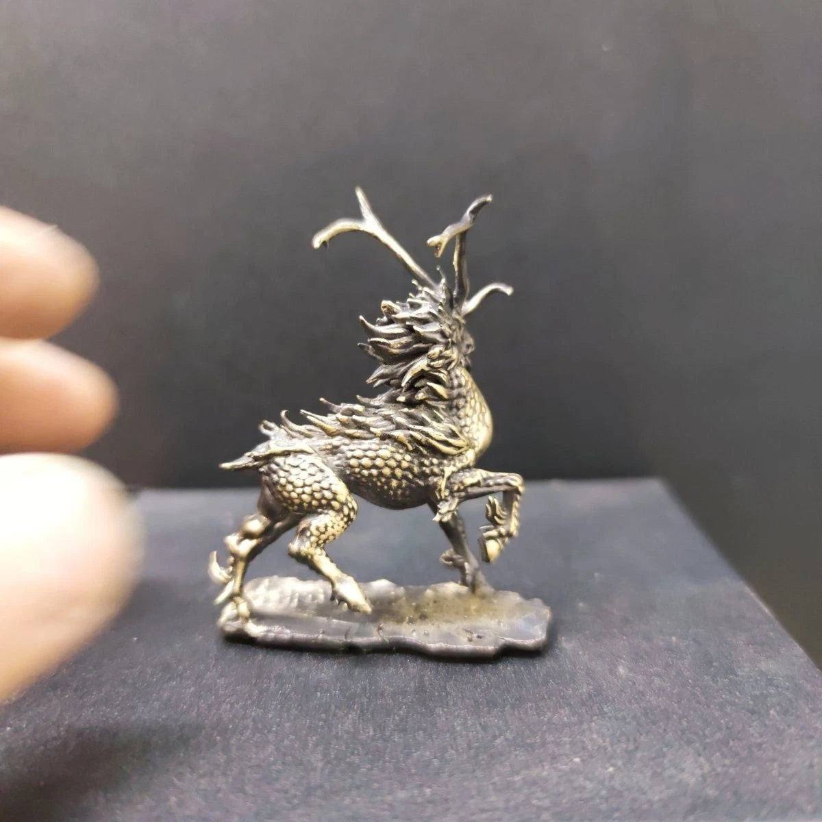 66mm Solid Copper Qilin Mythical Beast Ornament Feng Shui Home Decor 07FC0E-D4 - KOEEK