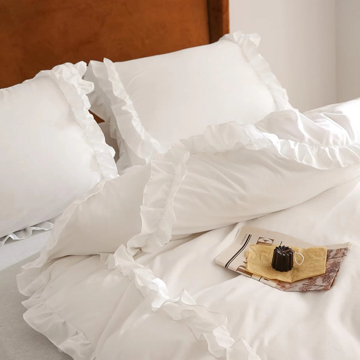 White scalloped down comforter cover, girls' retro country-style bedding 07FC0E-D4 - KOEEK