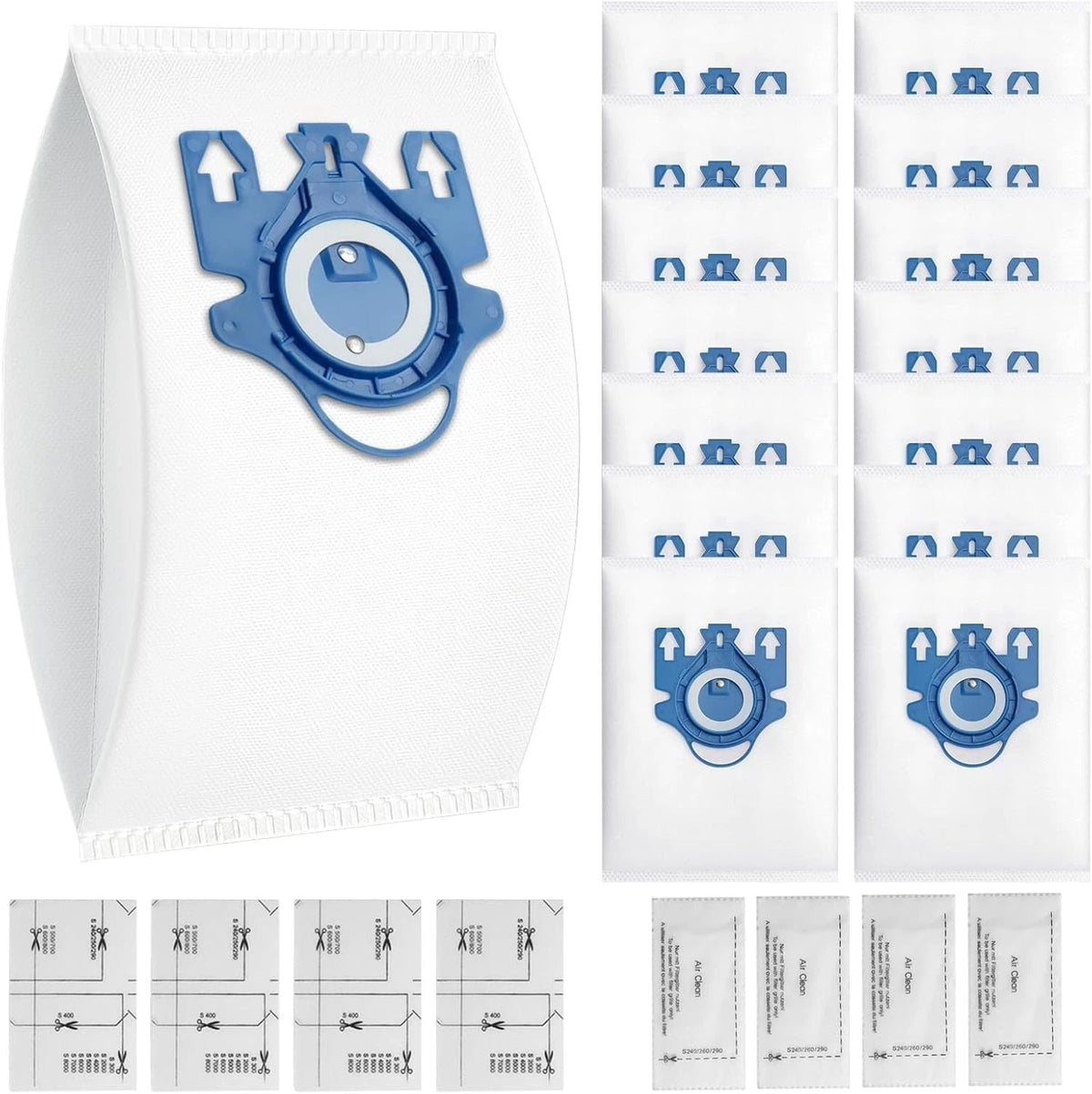 14 Pack 3D Airclean GN Vacuum Bags Compatible with Miele Classic C1, Complete 07FC0E-D4 - KOEEK