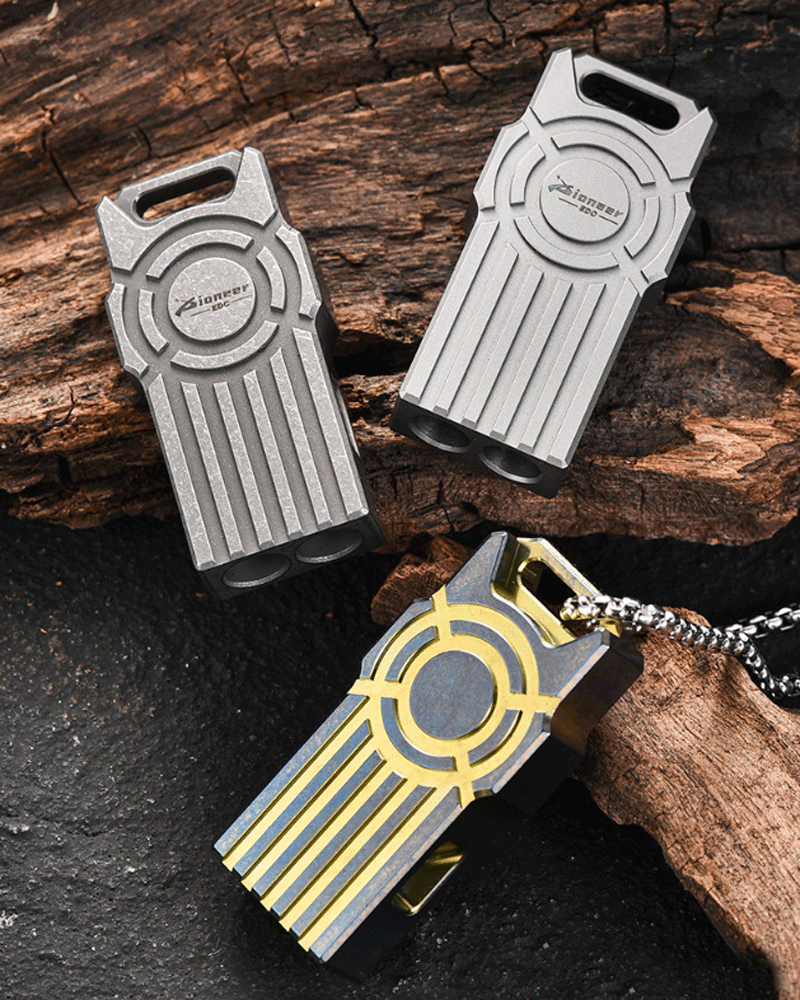 Titanium 2 Holes Keychain Emergency Whistle Outdoor Survival pocket Whistle EDC 07FC0E-D4 - KOEEK