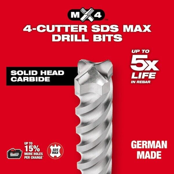 new Milwaukee Tool 48-20-7663 8 Pc. 4-Cutter Mx4 Sds-Plus Rotary Hammer Drill Bit Milwaukee - KOEEK