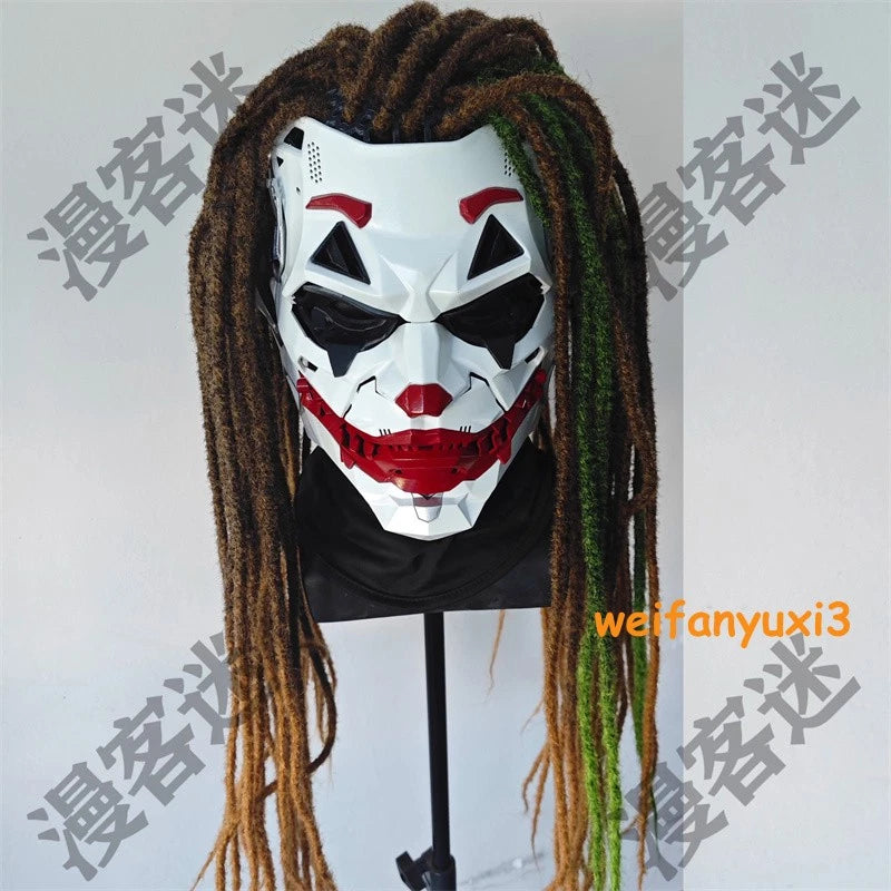 Joker Full Face Masks Resin Cosplay Props w/Dreadlocks Punk Style Accessories 07FC0E-D4 - KOEEK