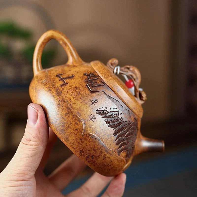 330ml Yixing Purple Clay Handmade Pot Tea Kettle with Filter Kungfu Teaware 07FC0E-D4 - KOEEK