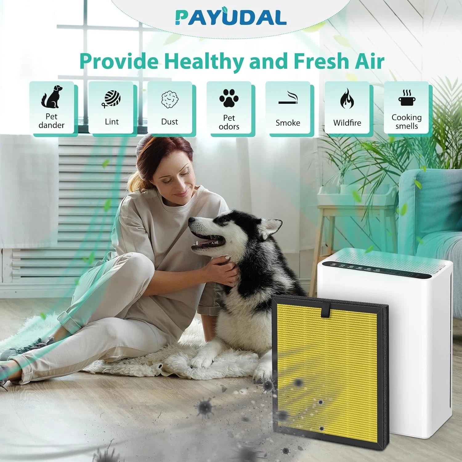 2-pack G3 A3 pet filter replacement parts, air purifier pet filter. 07FC0E-D4 - KOEEK