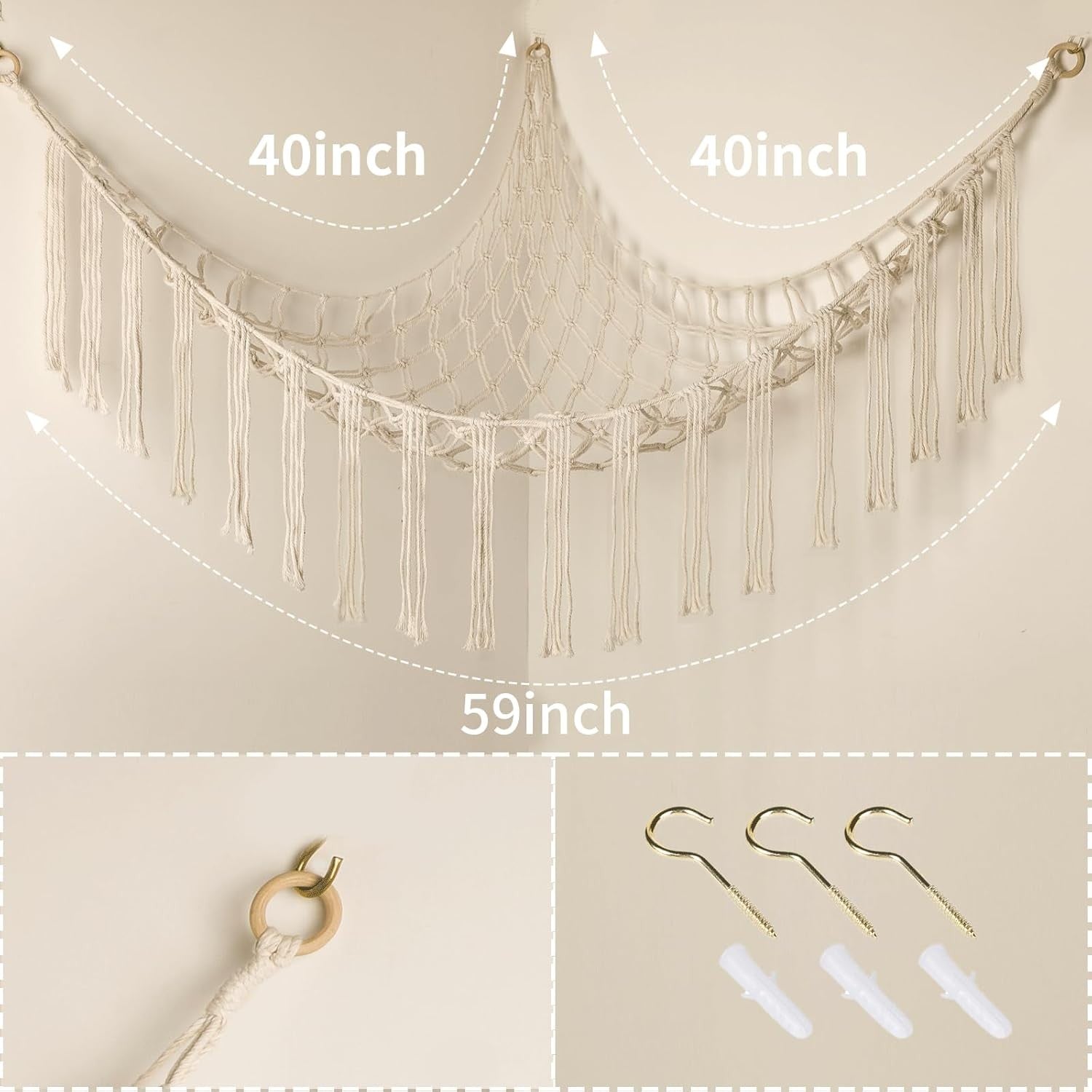 new Stuffed Animal Hammock Corner, Hand-Knitted Large Plushie Net Large, White 07FC0E-D4 - KOEEK