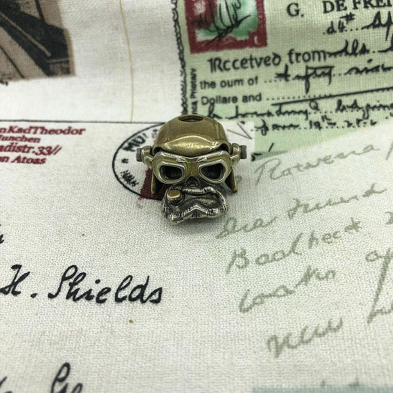 EDC Brass Pilot Skull Knife Umbrella Rope Parachute Cord Lanyard Tool Pendant 07FC0E-D4 - KOEEK